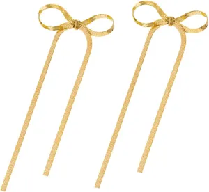 1 Pair Bow Dangle Earrings for Women Minimalist Statement Jewelry Elegant Wedding Accessories Unique Design for Special Occasions Lightweight and Sophisticated Fashion Earrings