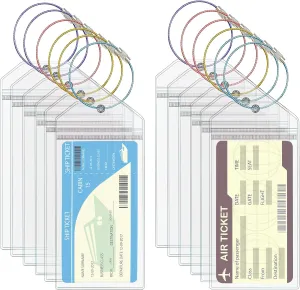 12 Pack Cruise Luggage Tags, Plastic Luggage Tags with Zip Seal and Steel Loops, Cruise Essentials Holders for Travel Suitcases Waterproof Luggage Tags for Cruise Ships, ID Badge (Transparent)