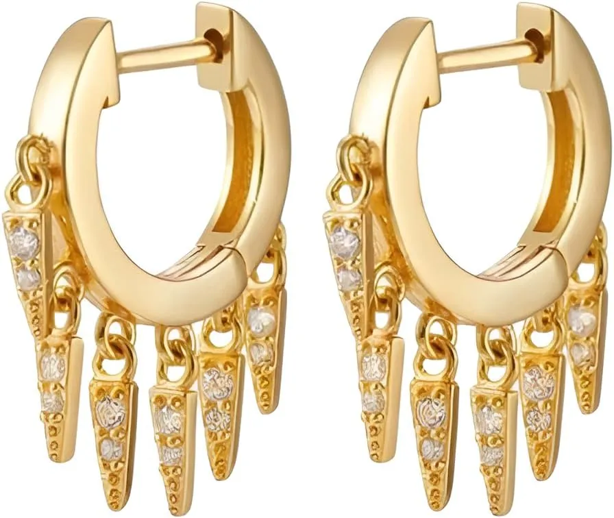 14K Yellow Gold Spike Earrings For Women And Men, 925 Sterling Silver Goth Spiked Rivet Pendientes Hoop Earrings, Earring Gothic Pierced, Goth Earrings For Women, Edgy Earrings