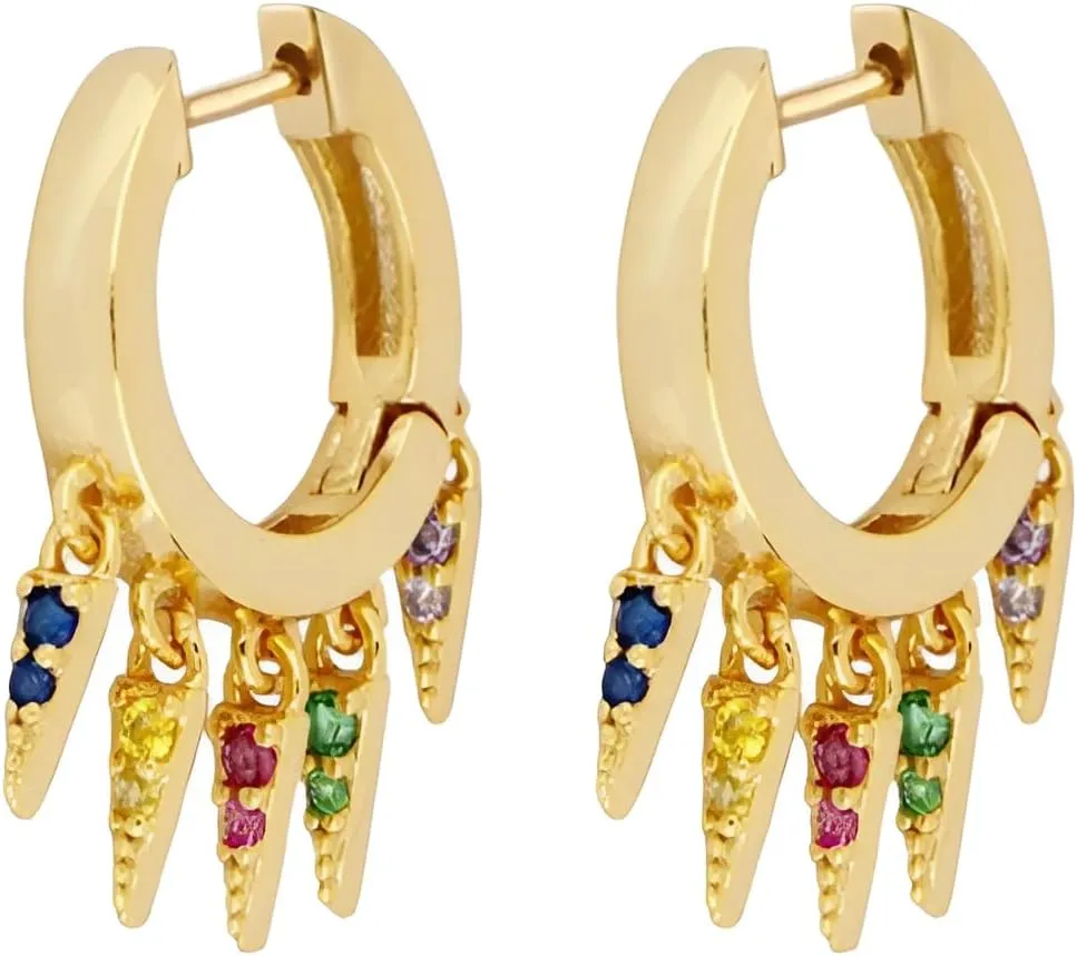 14K Yellow Gold Spike Earrings For Women And Men, 925 Sterling Silver Goth Spiked Rivet Pendientes Hoop Earrings, Earring Gothic Pierced, Goth Earrings For Women, Edgy Earrings