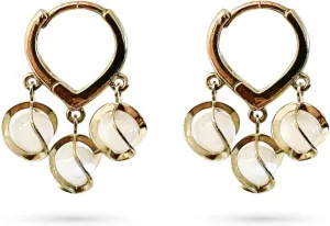 18K Gold Plated Huggie Hoop Earrings, Moonstone Drop Earrings