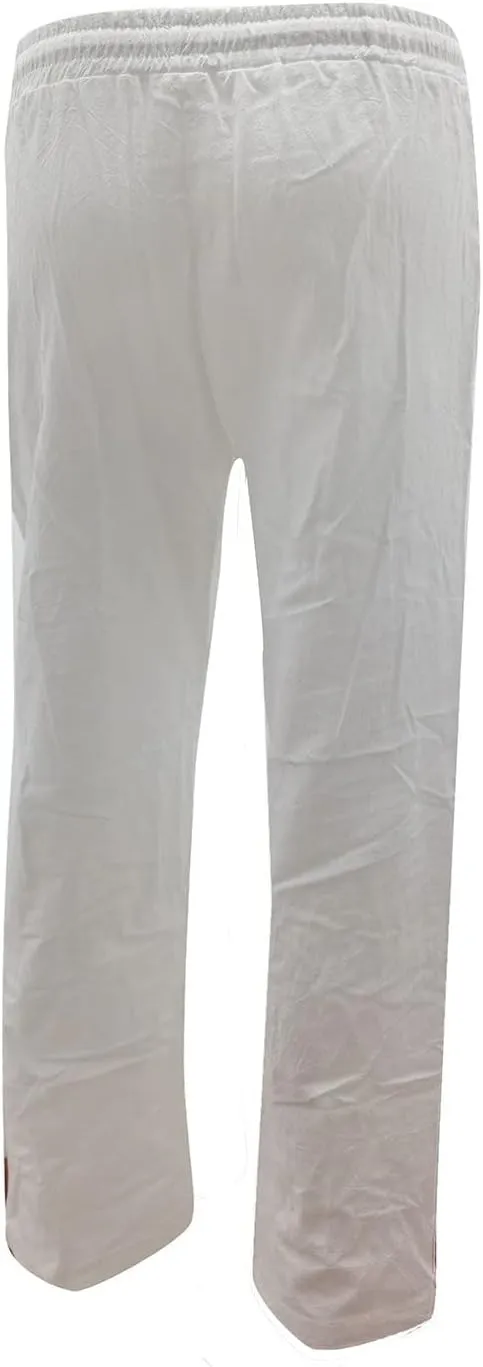 2024 Summer Fashion Trendy Women Pants High Waist Dressy Elastic Linen Drawstring Straight Trousers with Pockets