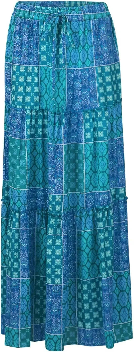2025 High Waisted Women's Maxi Skirts, Boho Flowy Elegantes Vacation Trendy Long Skirt