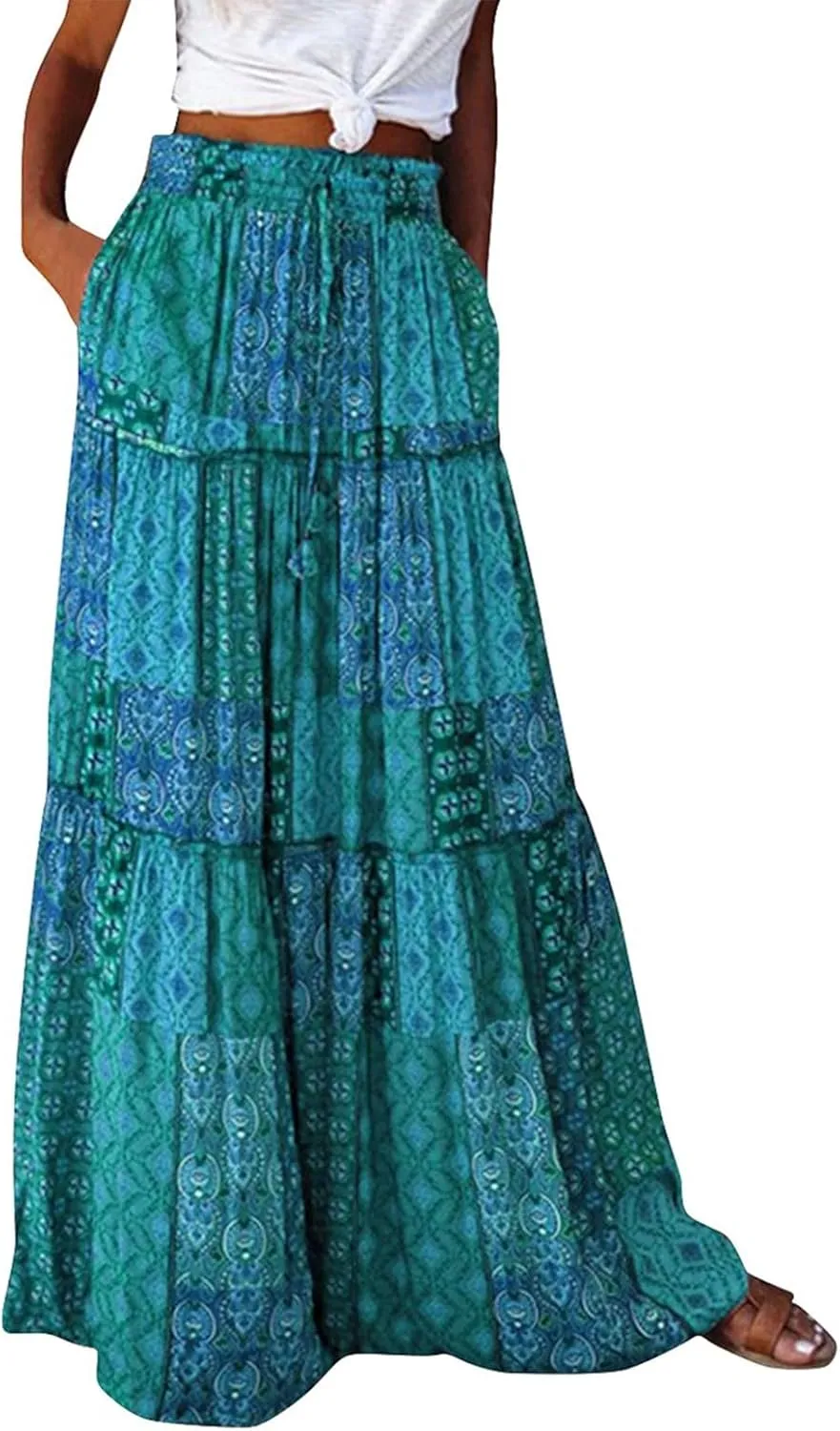 2025 High Waisted Women's Maxi Skirts, Boho Flowy Elegantes Vacation Trendy Long Skirt