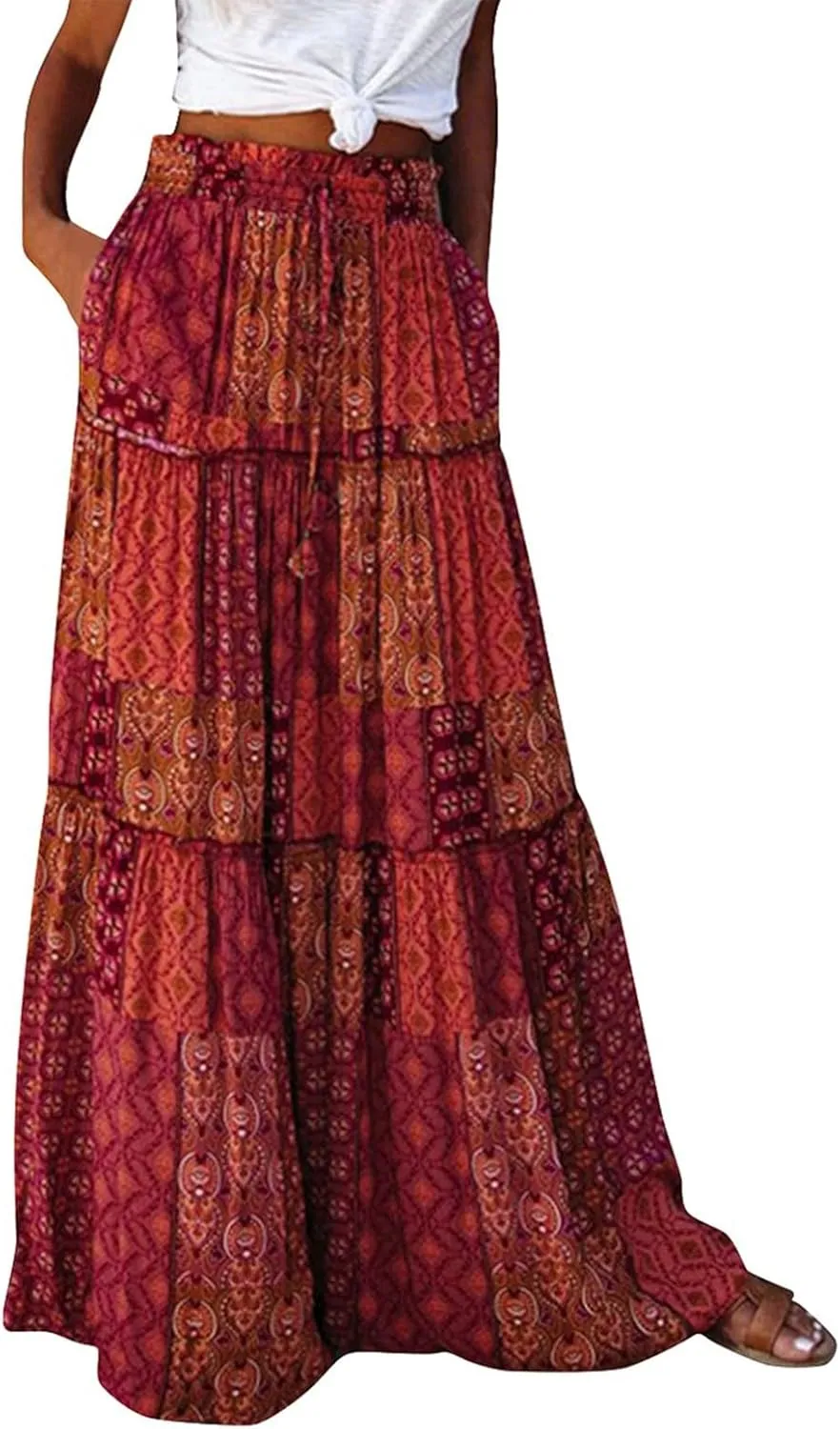 2025 High Waisted Women's Maxi Skirts, Boho Flowy Elegantes Vacation Trendy Long Skirt