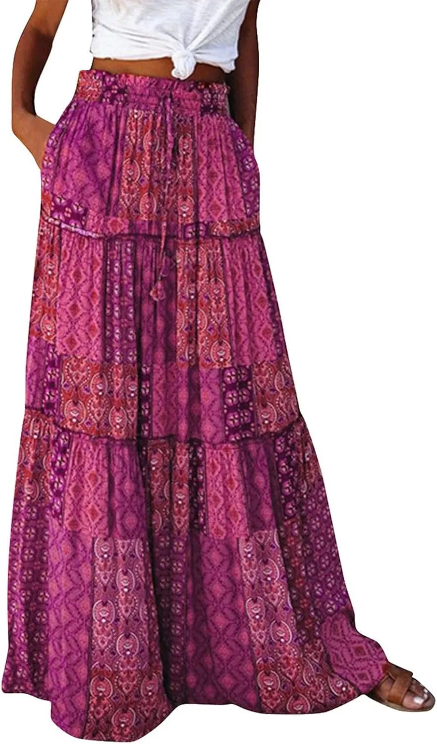 2025 High Waisted Women's Maxi Skirts, Boho Flowy Elegantes Vacation Trendy Long Skirt