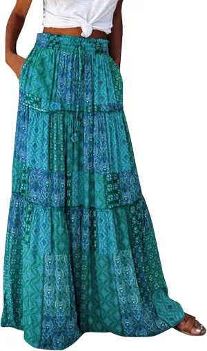 2025 High Waisted Women's Maxi Skirts, Boho Flowy Elegantes Vacation Trendy Long Skirt