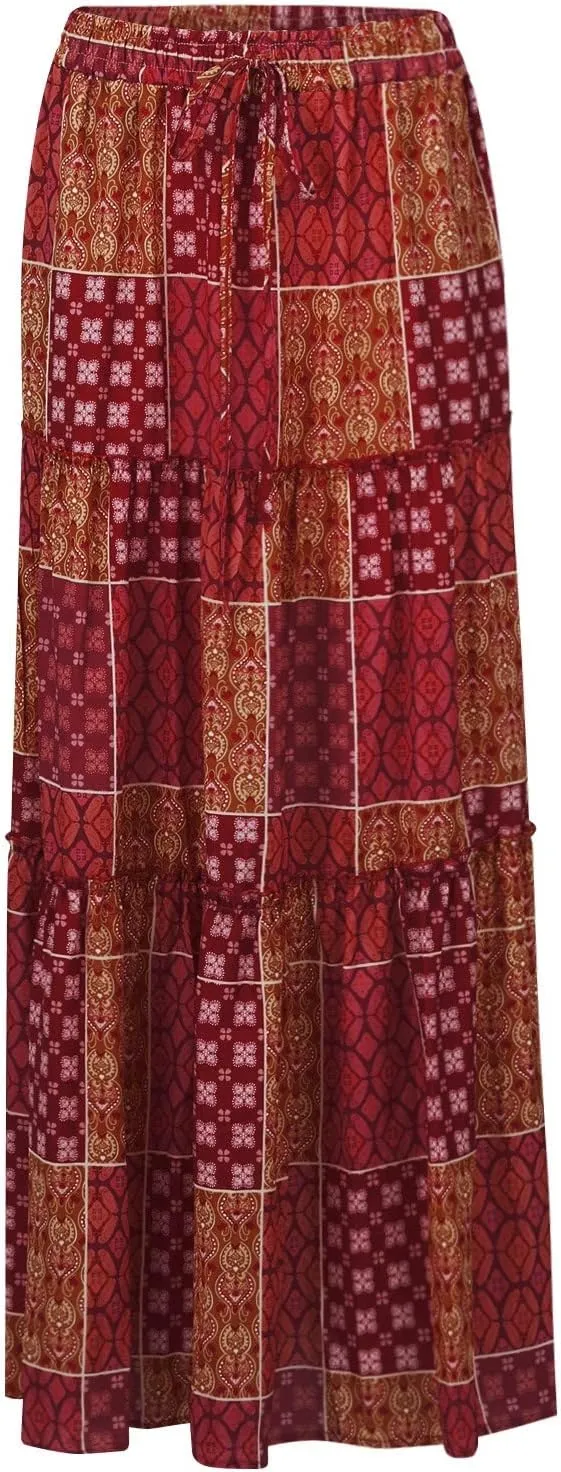 2025 High Waisted Women's Maxi Skirts, Boho Flowy Elegantes Vacation Trendy Long Skirt