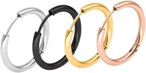 2.5 * 8mm Steel Hoop Earrings Men's Circle Earring Clip-on Nose Ring for Men