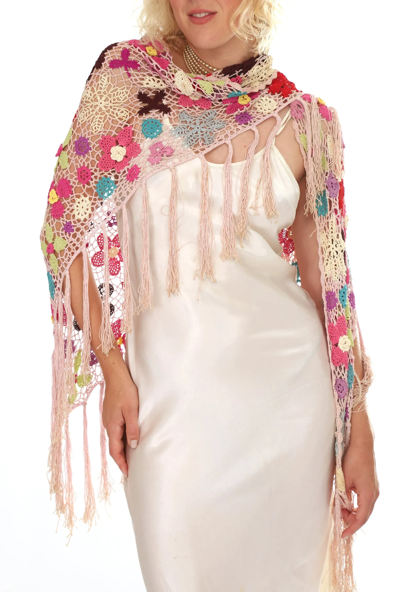 30s Embroidered Floral Shawl