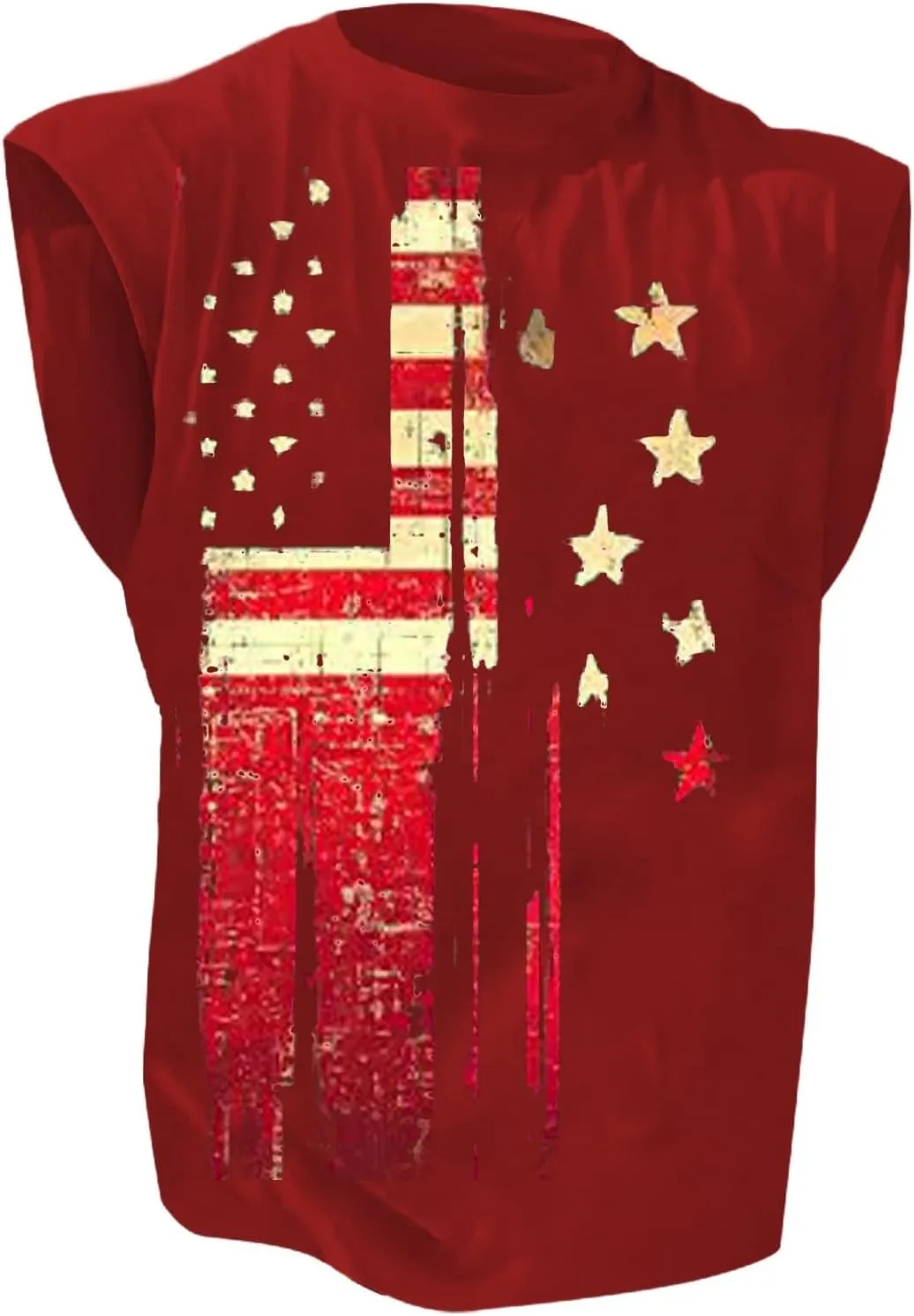 4th of July Tank Tops for Men Retro USA Patriotic American Flag Sleeveless Printed Shirts Gym Tees