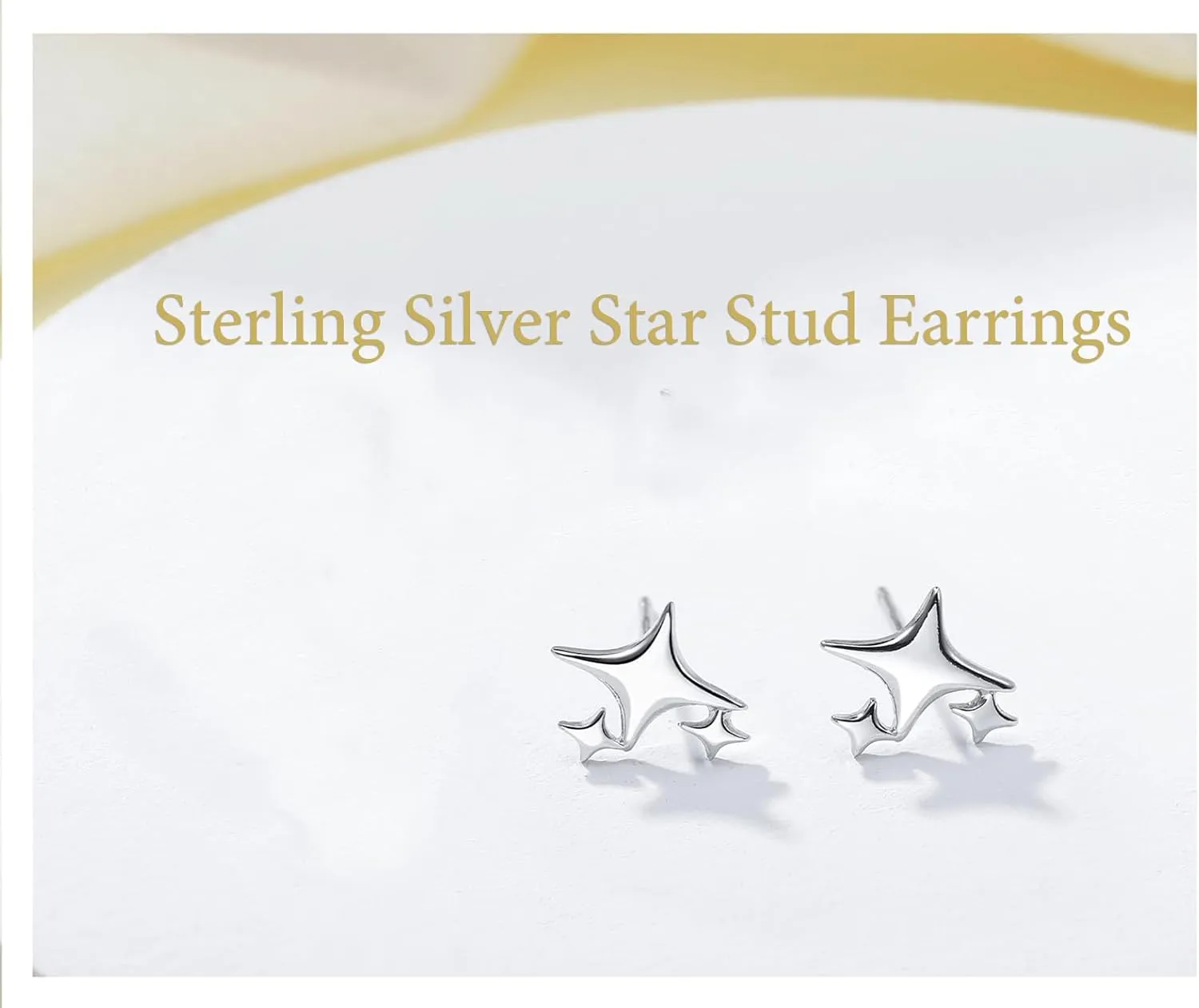 925 Sterling Silver Studs Earrings for Women 2 Pairs Star Stud Earrings Set Hypoallergenic Silver Stud Earrings Dainty Star Earrings for Women