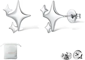 925 Sterling Silver Studs Earrings for Women 2 Pairs Star Stud Earrings Set Hypoallergenic Silver Stud Earrings Dainty Star Earrings for Women