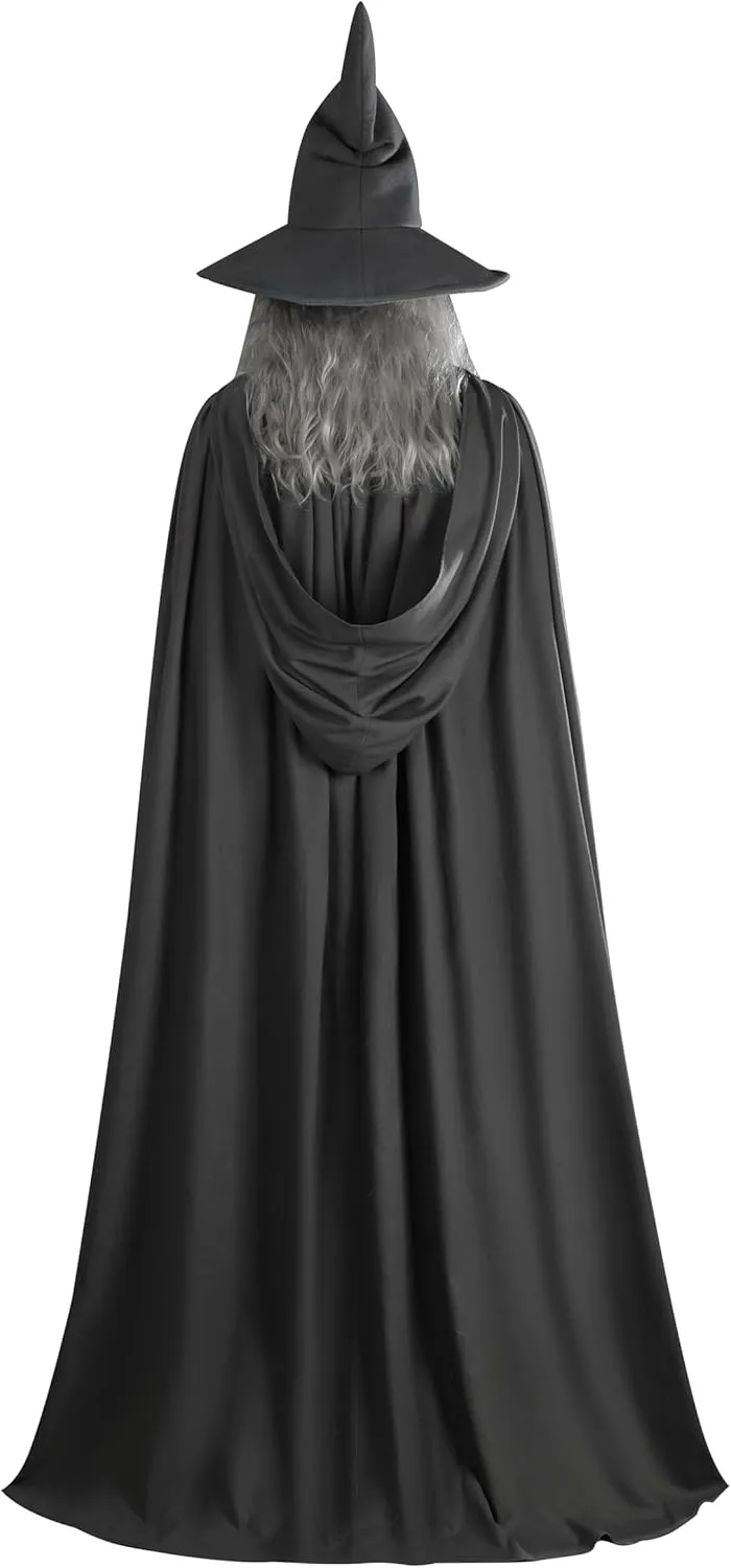 Adult Wizard Costume Men Lord Rings Grey Wizard Costume Robe Cloak with Belt
