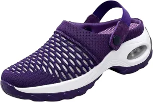 Air Cushion Orthopedic Slip On Shoes for Women Diabetic Mules Clogs Slip-On Mesh Shoes Wide Width Lightweight Beach Shoes Outdoor Slippers Walking Shoe