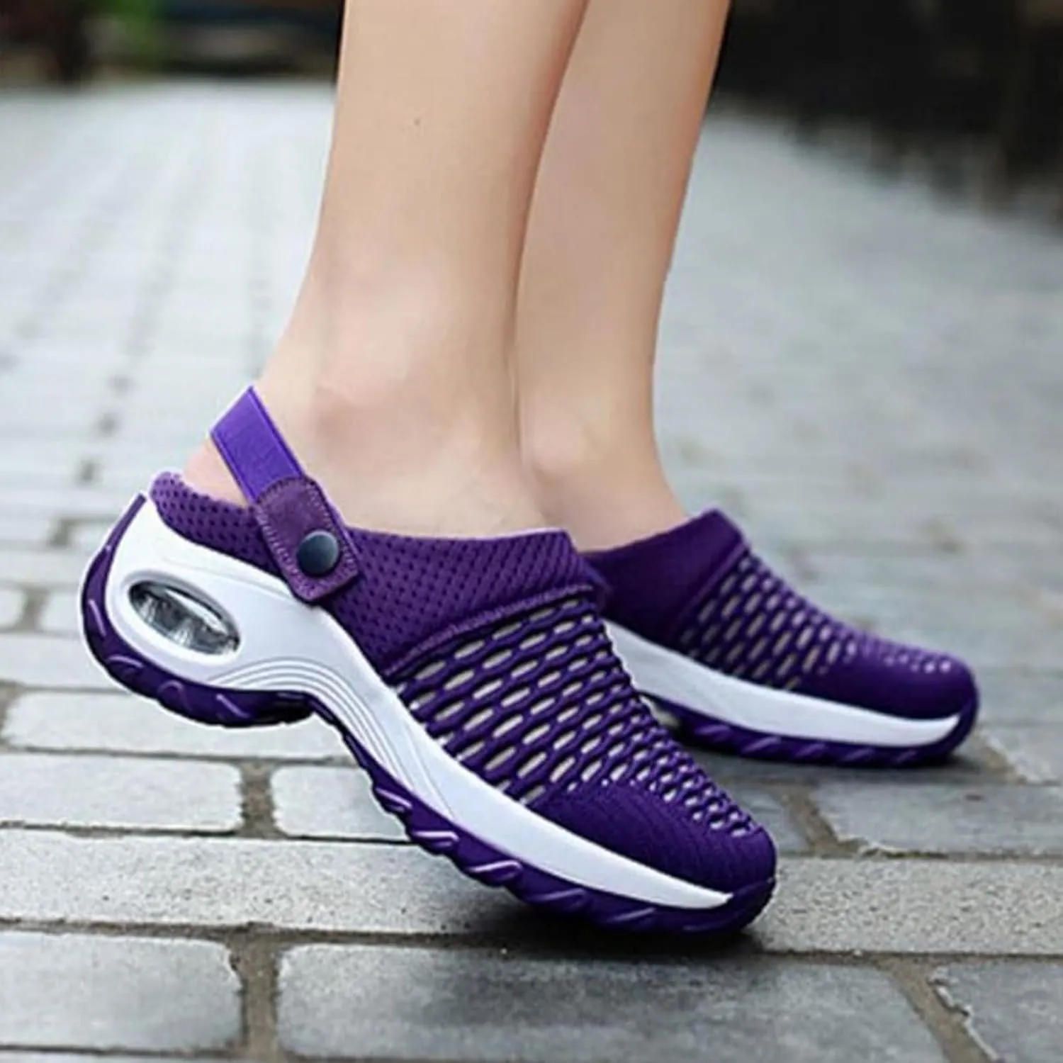 Air Cushion Orthopedic Slip On Shoes for Women Diabetic Mules Clogs Slip-On Mesh Shoes Wide Width Lightweight Beach Shoes Outdoor Slippers Walking Shoe