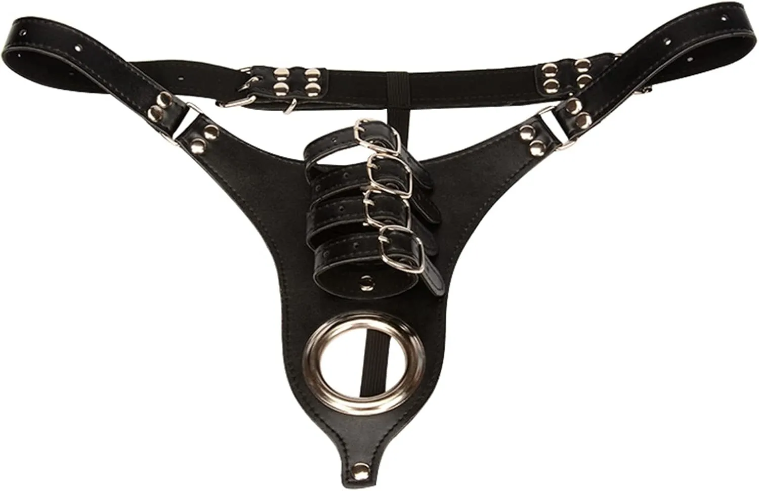 Aislor Mens Sexy O-Ring PU Leather Lingerie G-String Thong Briefs Panties