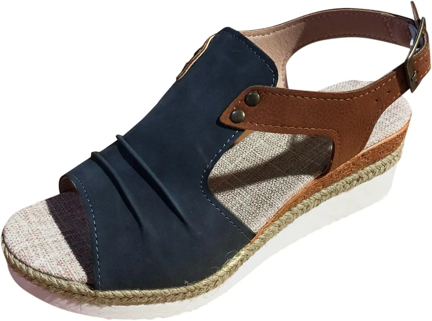 AMDBEL Womens Sandals 2024, Platform Wedge Sandals for Women Open Toe Ankle Strap Orthopedic Sandals Casual Strappy Low Wedges Sandals Summer Dress Beach Sandals Dress Shoes Comfortable Outdoor Shoes