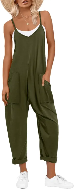 ANRABESS Jumpsuits for Women Casual Summer Overalls Sleeveless Spaghetti Strap Romper Jumpers Trendy Beach Vacation Outfits