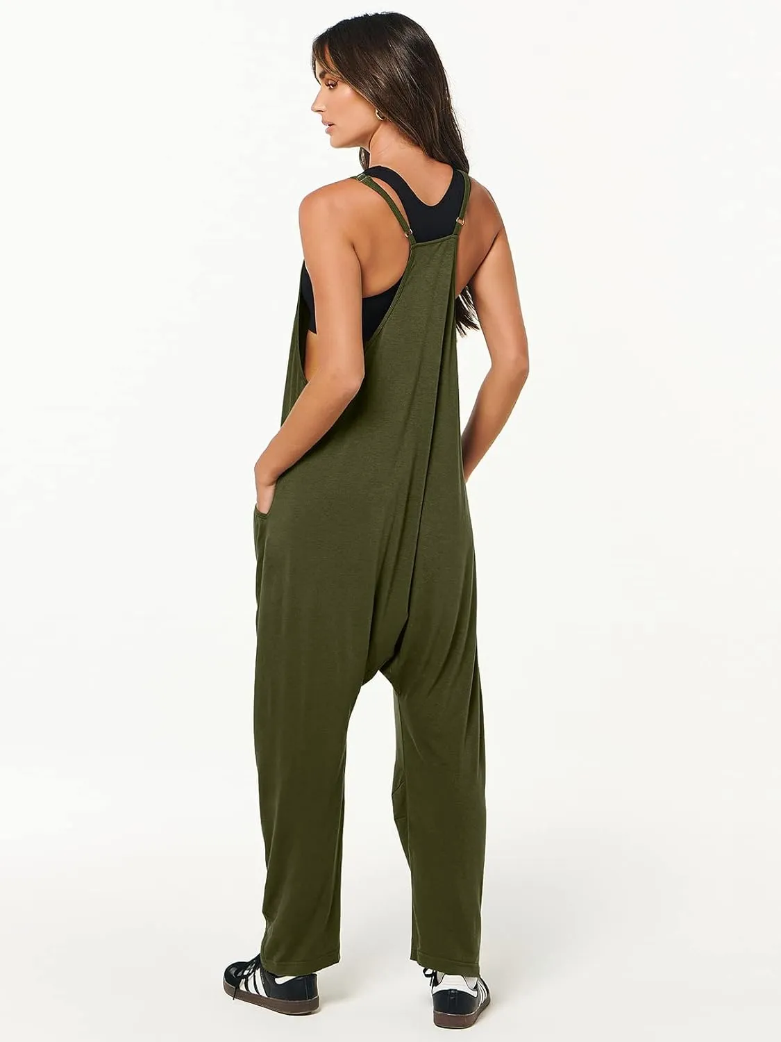 ANRABESS Jumpsuits for Women Casual Summer Overalls Sleeveless Spaghetti Strap Romper Jumpers Trendy Beach Vacation Outfits