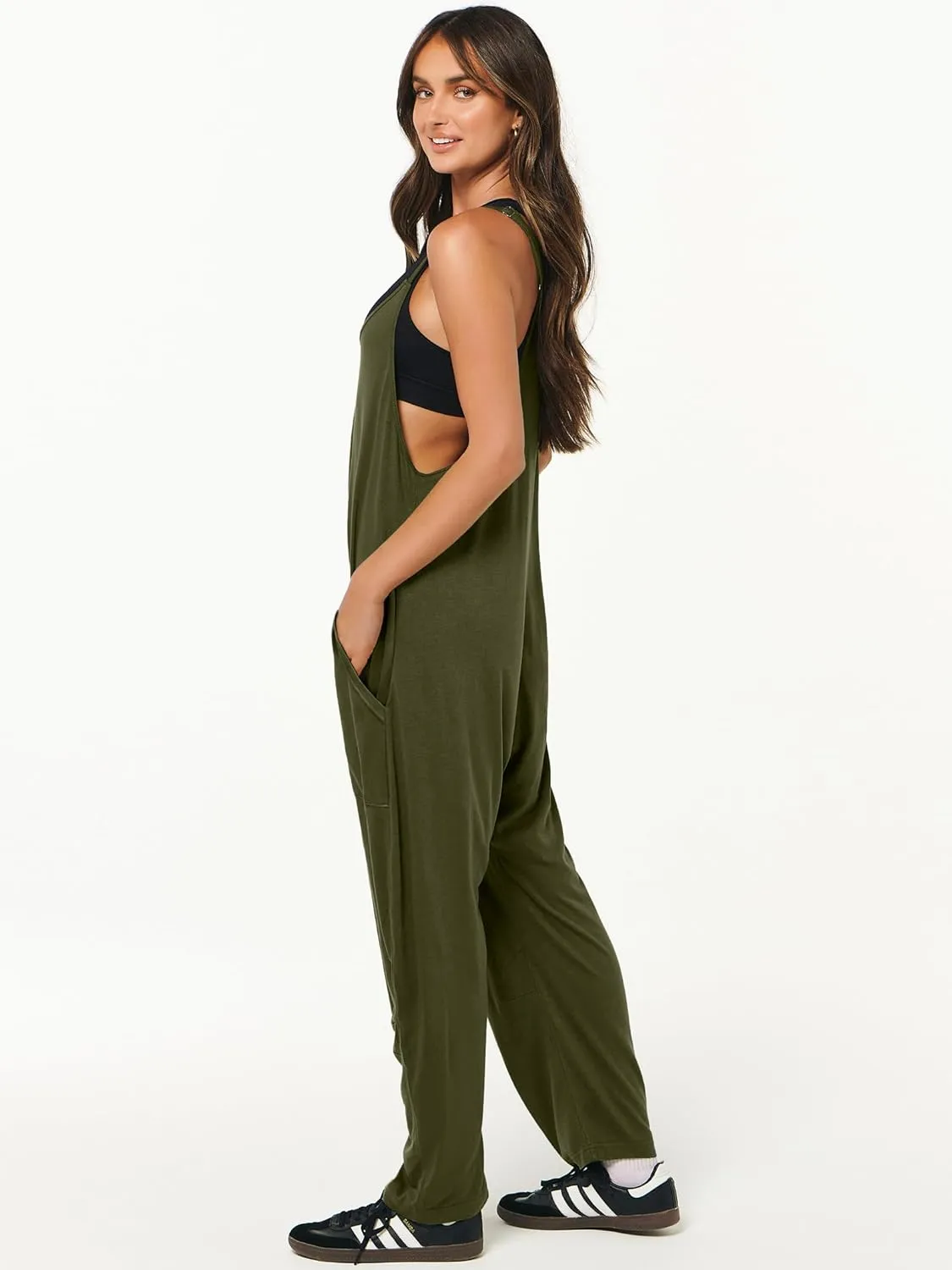 ANRABESS Jumpsuits for Women Casual Summer Overalls Sleeveless Spaghetti Strap Romper Jumpers Trendy Beach Vacation Outfits