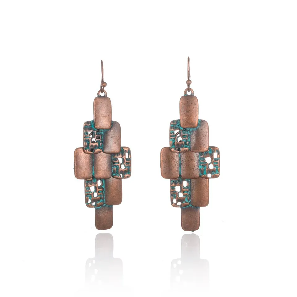 Antique Geometric Alloy Drop Hanging Earring