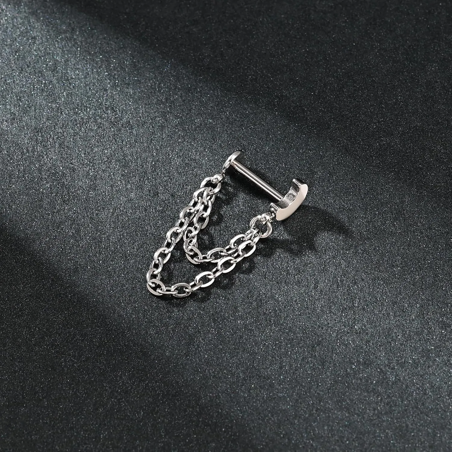 AoedeJ 2 Pairs Flat Back Stud Earrings Push In Flat Back Earrings for Cartilage Earring Moon Star Square Round Chain Threadless Flat Back Earrings for Women