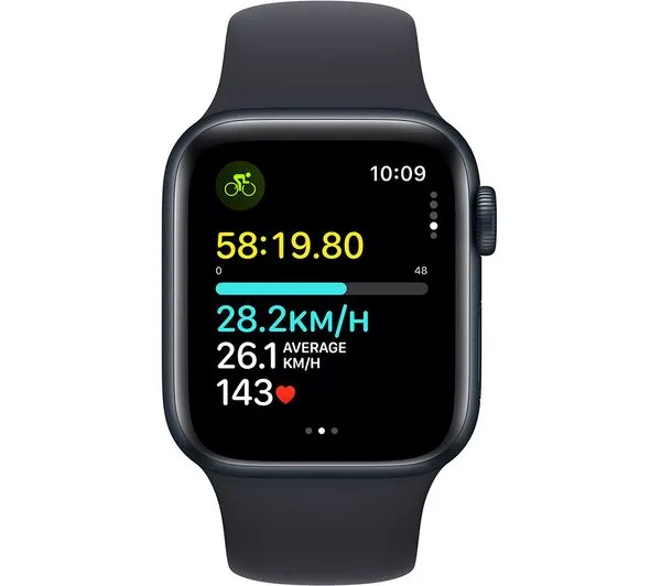Apple Watch SE 2 GPS, 40mm Midnight Aluminium Case with Midnight Sport Band - M/L - Pristine