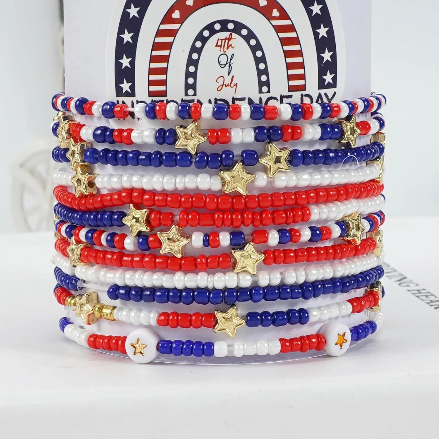 Ardorchid USA Flag Bracelets Valentine's Day Heishi Bracelets St. Patrick's Mardi Gras Beaded Bracelets Easter Rainbow Juneteenth Rasta Bracelets