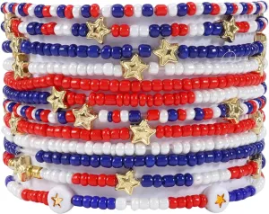 Ardorchid USA Flag Bracelets Valentine's Day Heishi Bracelets St. Patrick's Mardi Gras Beaded Bracelets Easter Rainbow Juneteenth Rasta Bracelets