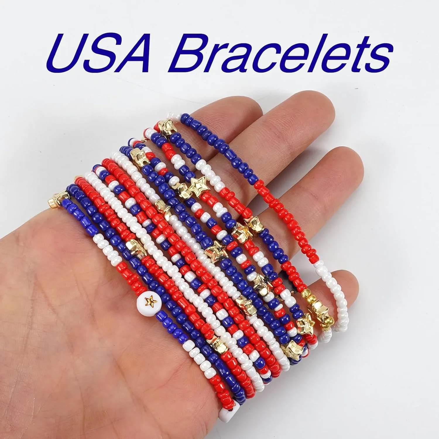 Ardorchid USA Flag Bracelets Valentine's Day Heishi Bracelets St. Patrick's Mardi Gras Beaded Bracelets Easter Rainbow Juneteenth Rasta Bracelets