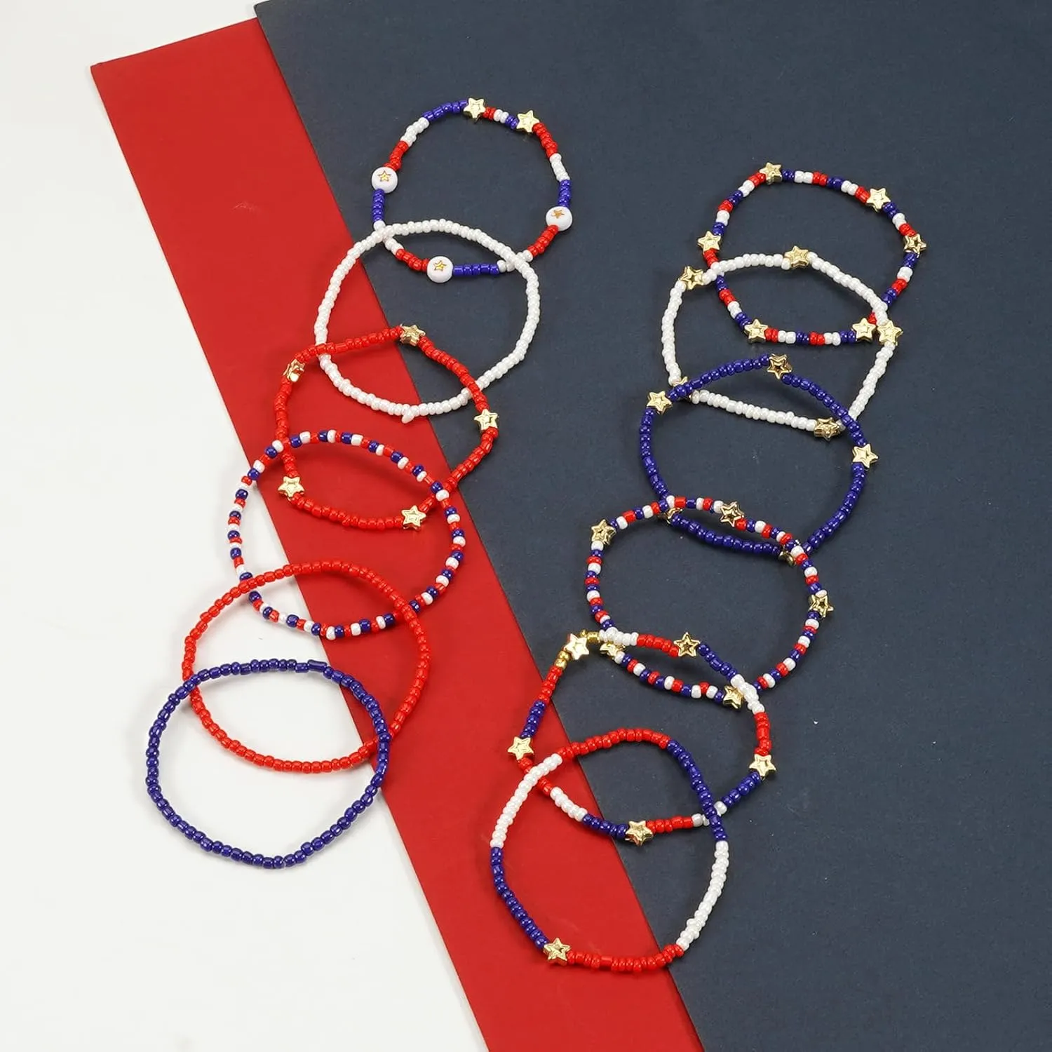Ardorchid USA Flag Bracelets Valentine's Day Heishi Bracelets St. Patrick's Mardi Gras Beaded Bracelets Easter Rainbow Juneteenth Rasta Bracelets