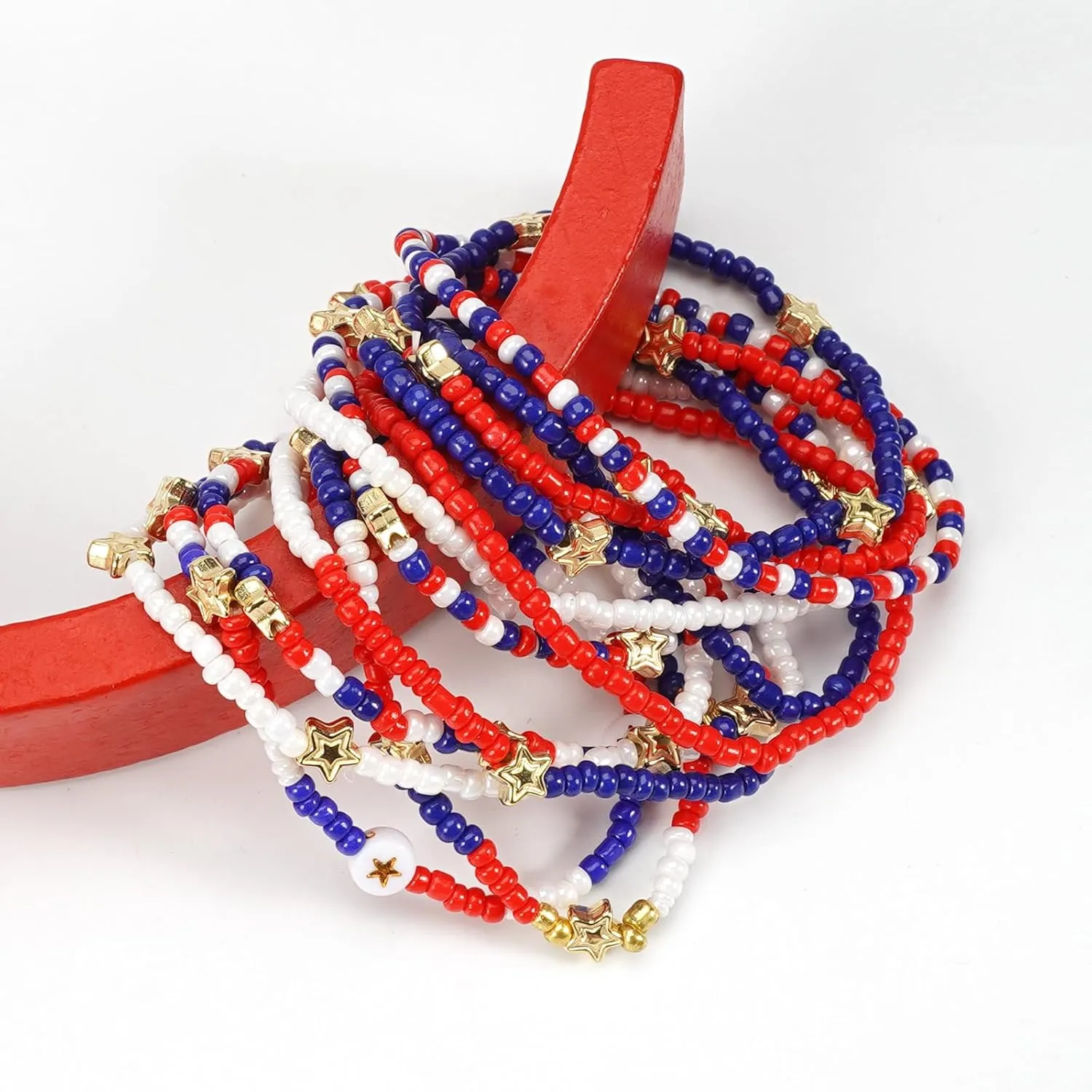 Ardorchid USA Flag Bracelets Valentine's Day Heishi Bracelets St. Patrick's Mardi Gras Beaded Bracelets Easter Rainbow Juneteenth Rasta Bracelets