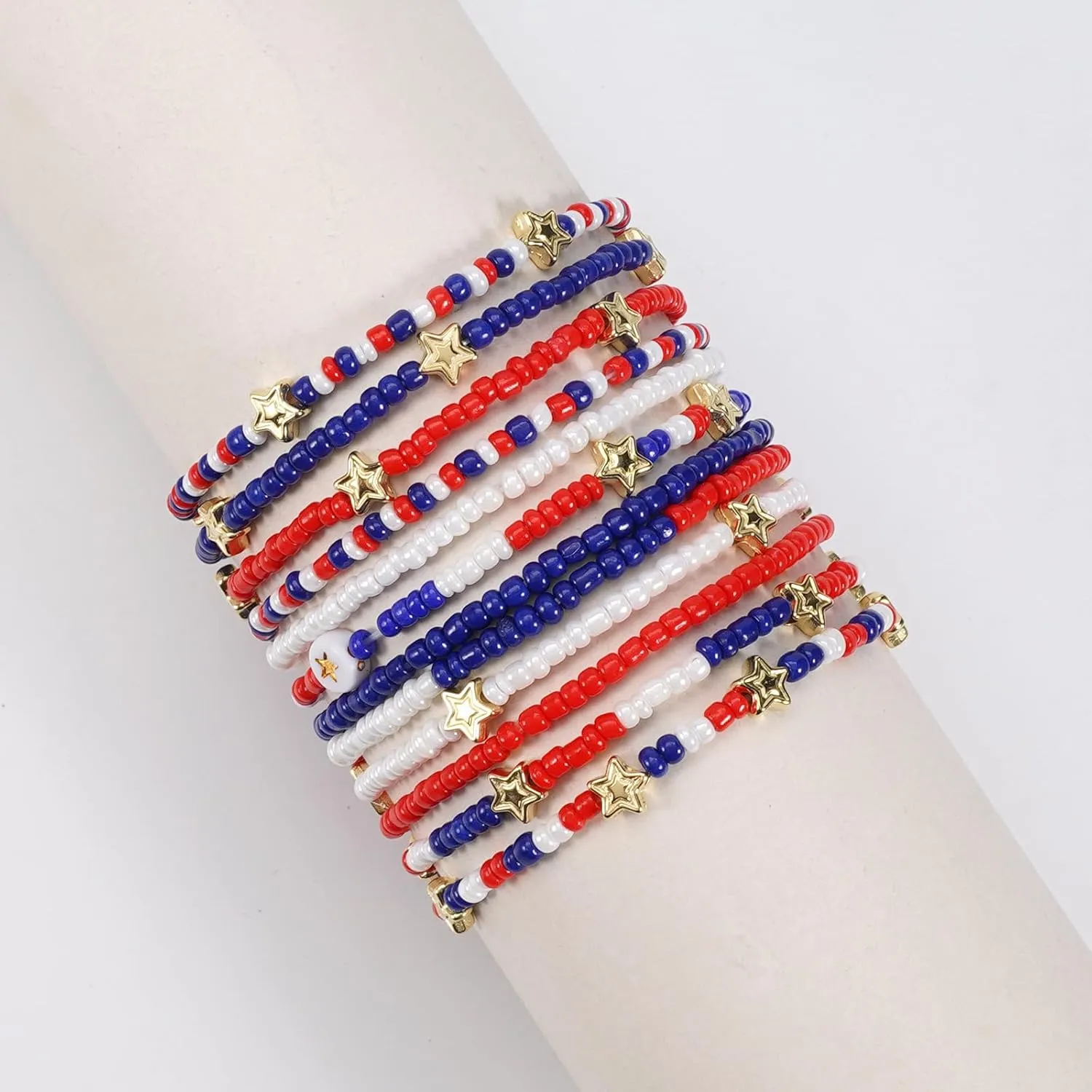 Ardorchid USA Flag Bracelets Valentine's Day Heishi Bracelets St. Patrick's Mardi Gras Beaded Bracelets Easter Rainbow Juneteenth Rasta Bracelets