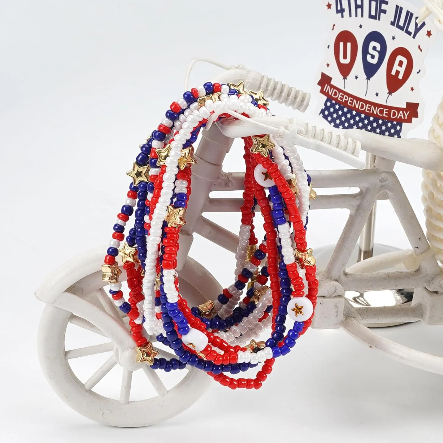 Ardorchid USA Flag Bracelets Valentine's Day Heishi Bracelets St. Patrick's Mardi Gras Beaded Bracelets Easter Rainbow Juneteenth Rasta Bracelets