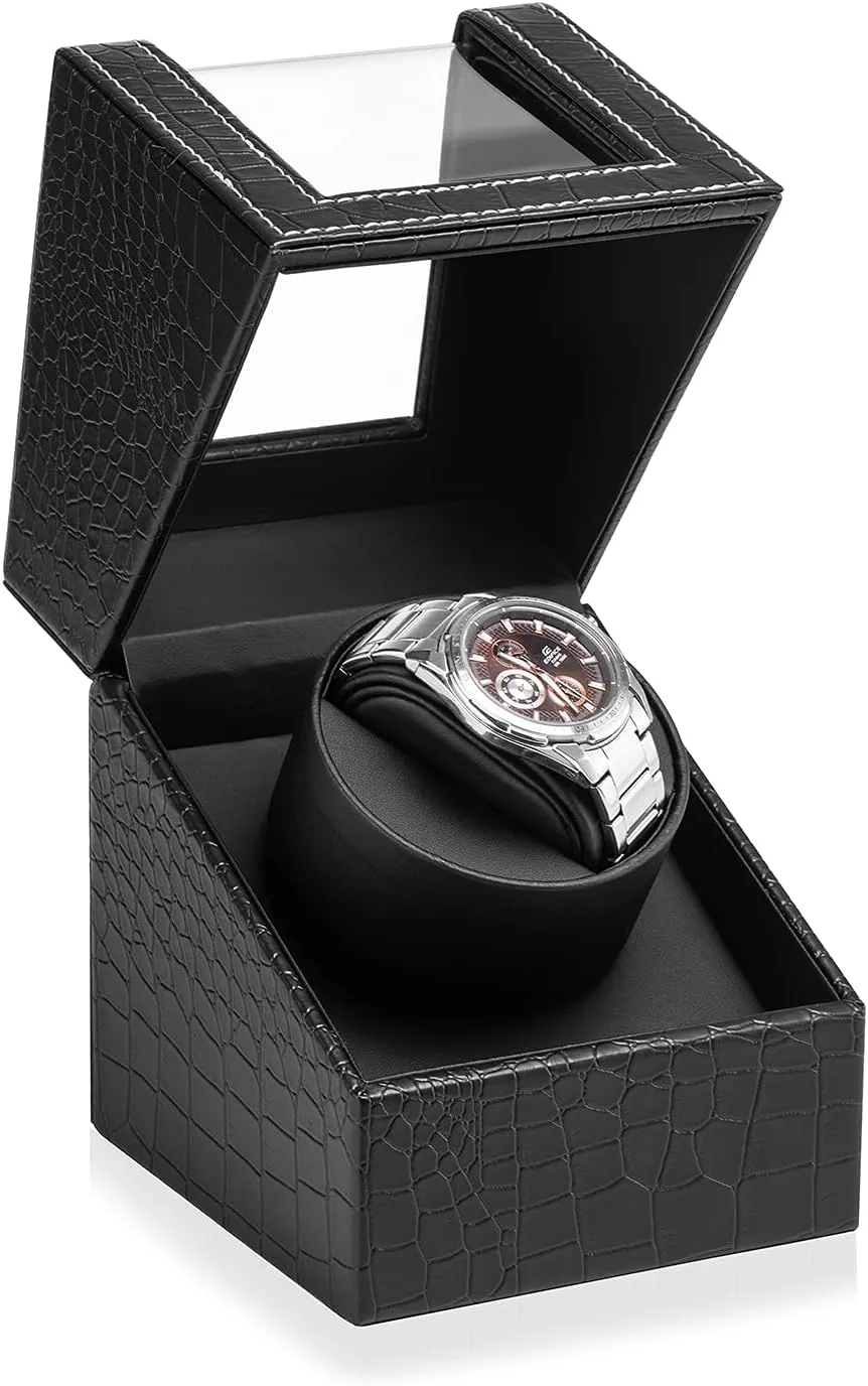 Automatic Single Watch Winder with Japanese Quiet MotorAC Adapter or Battery Powered