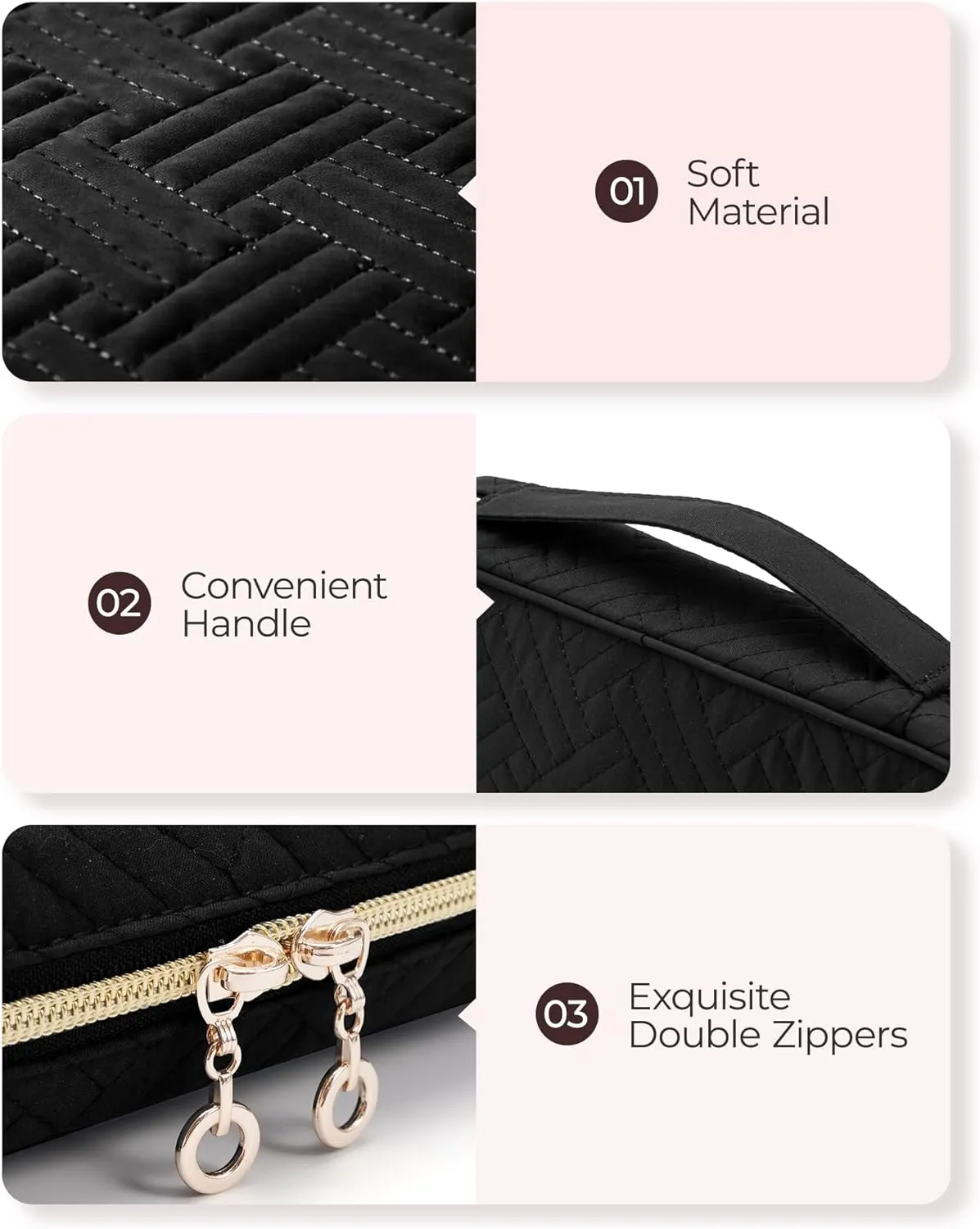 BAGSMART Jewelry Organizer Bag Travel Jewelry Storage Cases for Necklace, Earrings, Rings, Bracelet, Black