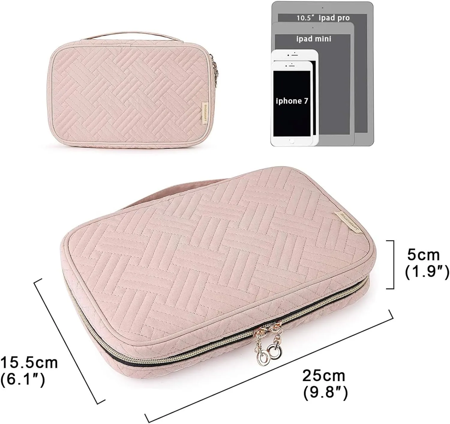 BAGSMART Jewelry Organizer Case Travel Jewelry Storage Bag for Necklace, Earrings, Rings, Bracelet, Soft Pink