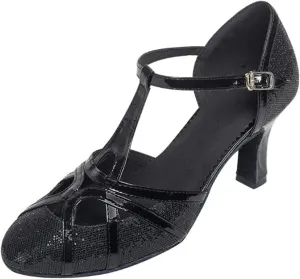 Ballroom Dance Shoes For Women Glitter Closed Toe Modern Shoe Salsa Ballroom Tango Latin Shoes For Girls Shoes Sandals(Black 5.5 cm,37)