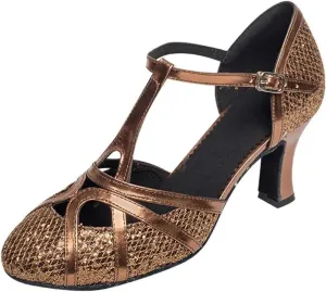 Ballroom Dance Shoes For Women Glitter Closed Toe Modern Shoe Salsa Ballroom Tango Latin Shoes For Girls Shoes Sandals(Bronze 5 cm,36)
