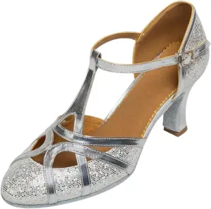 Ballroom Dance Shoes For Women Glitter Closed Toe Modern Shoe Salsa Ballroom Tango Latin Shoes For Girls Shoes Sandals(Silver 5.5 cm,40)