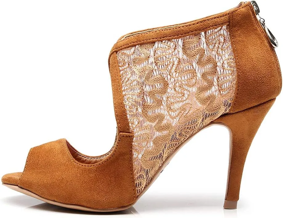 Ballroom Dance Shoes Women Heel Sandals Women Latin Salsa Bachata Performance Dance Shoes Suede Sole Wedding Dancing Shoes 10 cm Heel