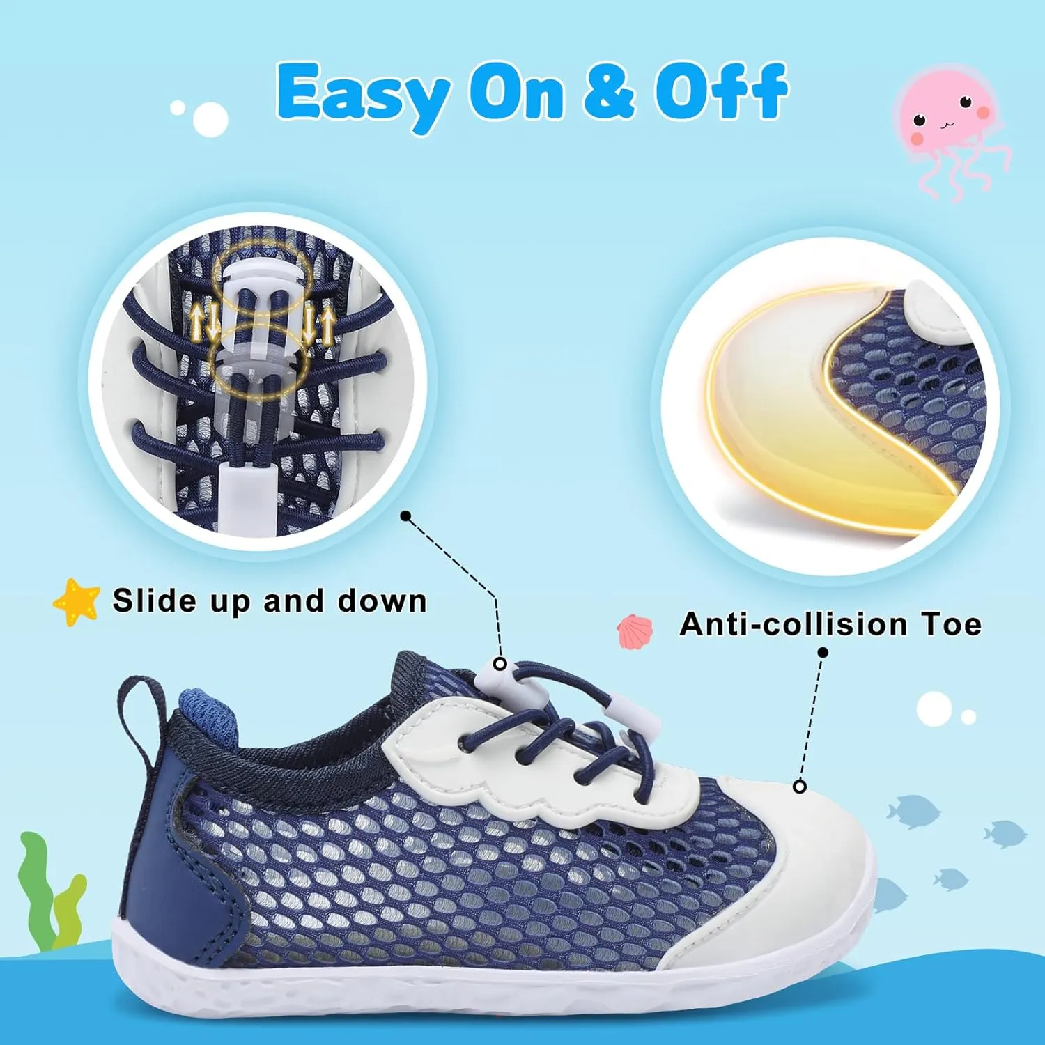 BARERUN Toddler Water Shoes Barefoot Kids Water Shoes Boys Girls Aqua Socks Quick-Dry Breathable Toddler Sandals Slip on Indoor Outdoor Walking Shoes for Beach Swim Pool