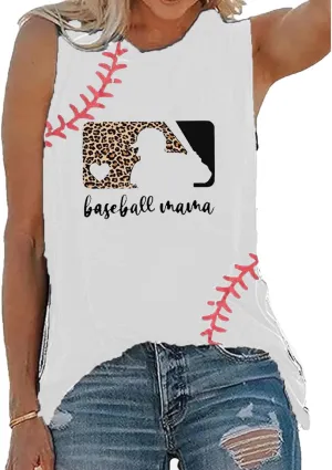 Baseball Tanks for Women Baseball Mom Letter Print Graphic Tank Tops Workout Casual Summer Shirts Top