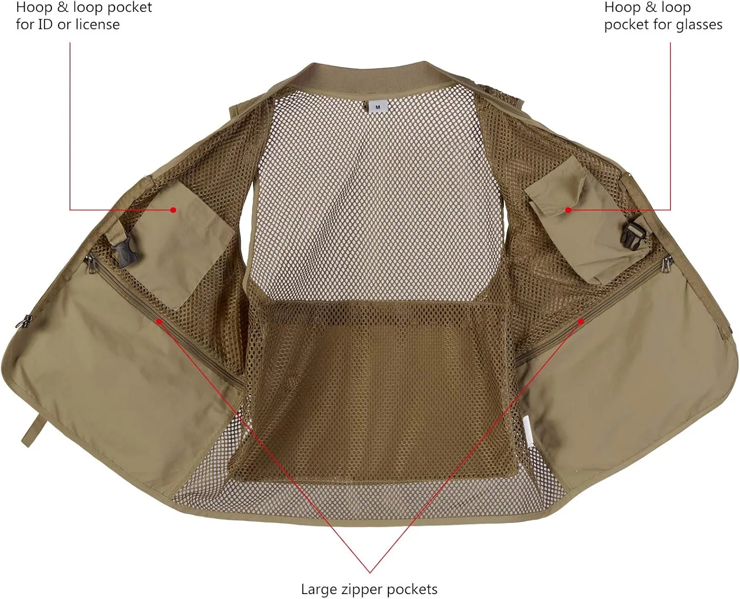 BASSDASH Versatile Men's Women's Fishing Photography Vest with Mesh Back 6 Sizes