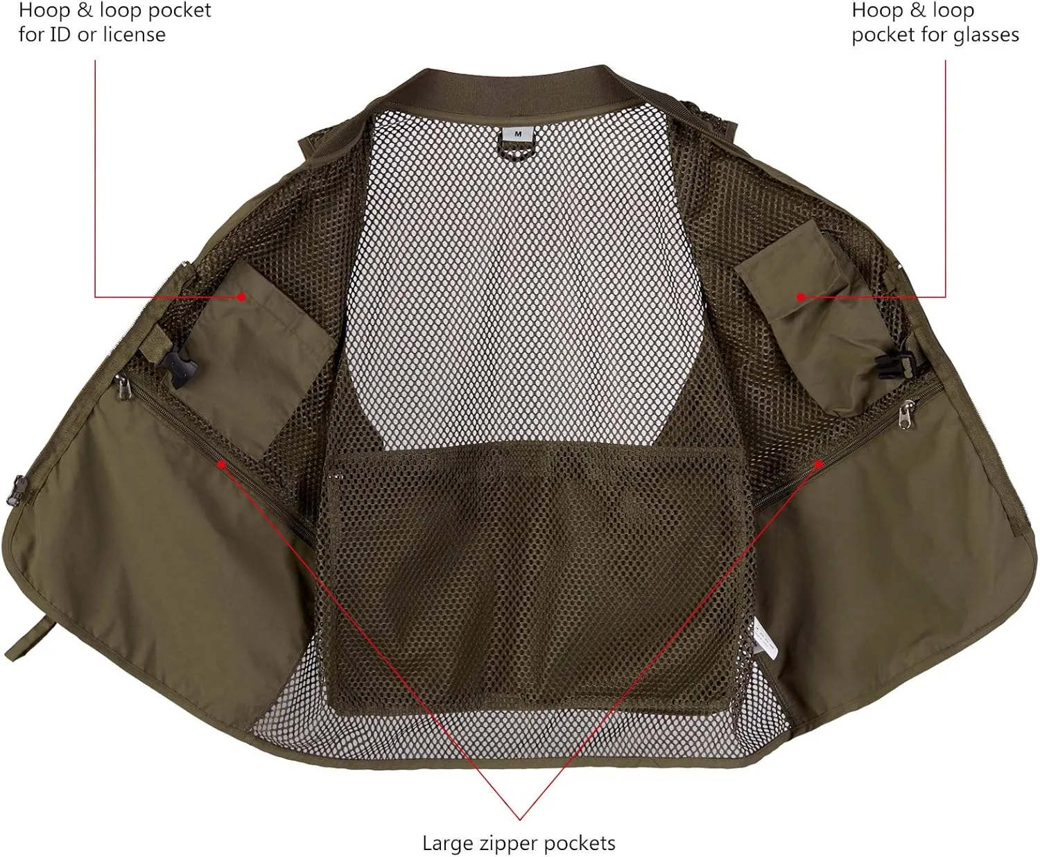 BASSDASH Versatile Men's Women's Fishing Photography Vest with Mesh Back 6 Sizes