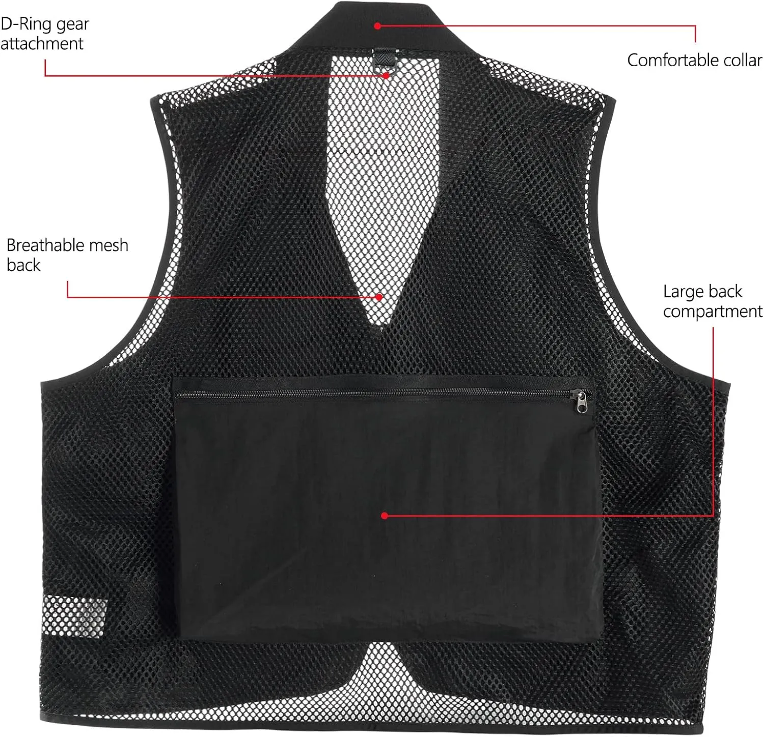 BASSDASH Versatile Men's Women's Fishing Photography Vest with Mesh Back 6 Sizes