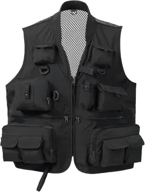 BASSDASH Versatile Men's Women's Fishing Photography Vest with Mesh Back 6 Sizes