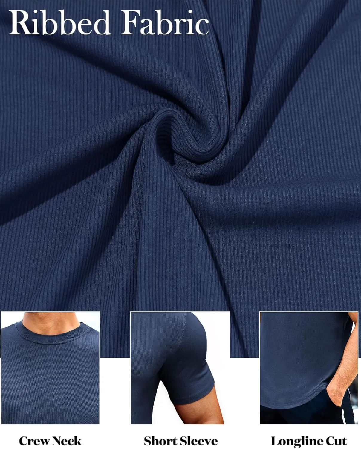 Beotyshow Mens T Shirts Casual Short Sleeve Shirts Slim Fit Longline Gym Workout Athletic Tee Shirts