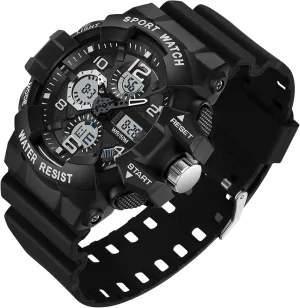 Big Face Men's Watches Military Sports Waterproof Watch for Men Digital Analog Dual Dial Time Display Date and Date Electronic Outdoor Tactical Stopwatch
